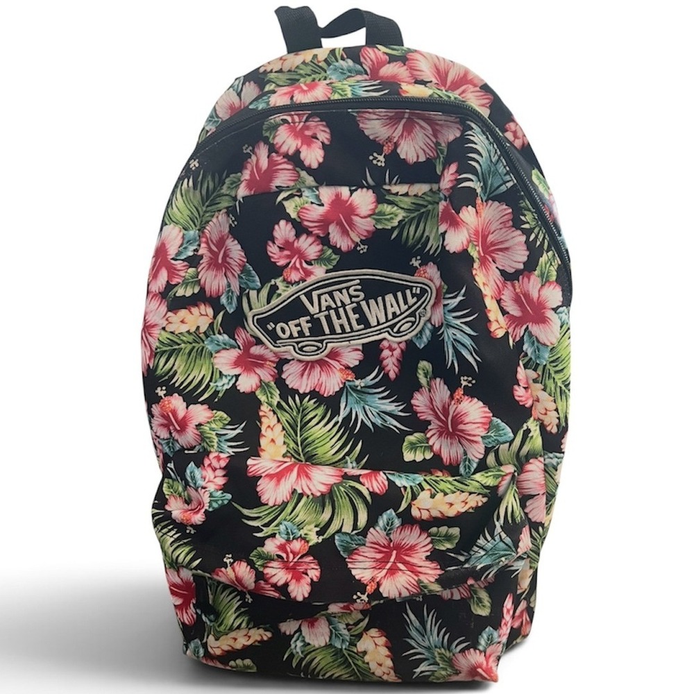 Vans 'Off The Wall' Realm Tropical Backpack Hawaiian Kawaii Black Floral